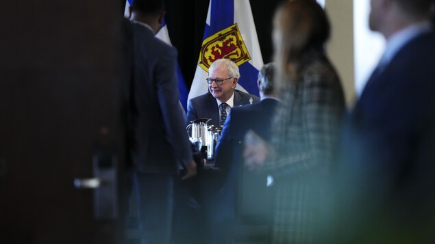 Le premier ministre du Nouveau-Brunswick Blaine Higgs lors d'une rencontre sur les transferts en santé à Ottawa, le 7 février 2023.