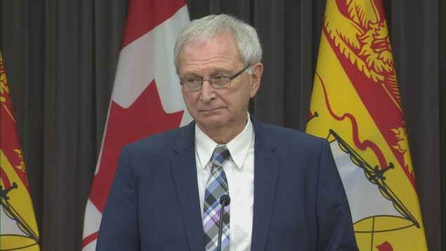 Le premier ministre du Nouveau-Brunswick, Blaine Higgs, lors d'un point de presse le 20 novembre 2020.