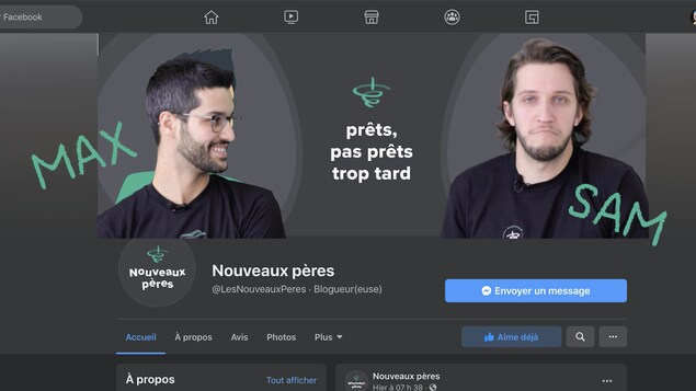 L'en-tête du blogue Nouveaux pères avec les images de Maxime Pearson et Samuel Tremblay et l'inscription prêts, pas prêts, trop tard.