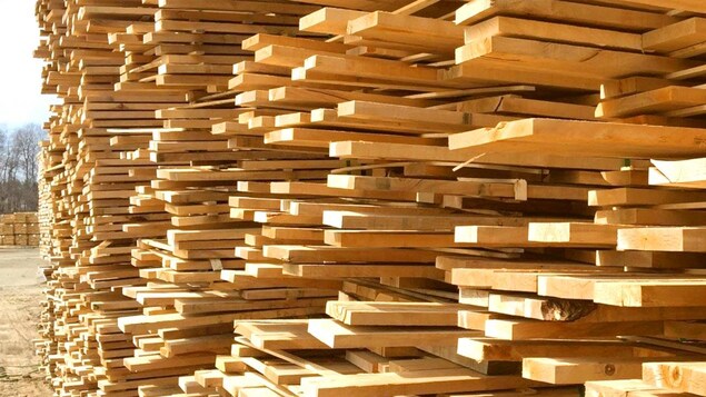 Bois d'oeuvre dans une cour à bois