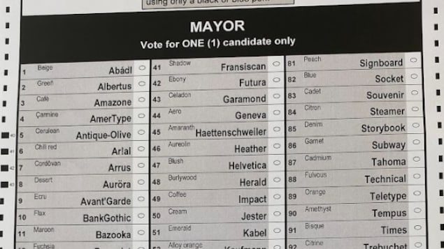 Un bulletin de vote fictif pour la mairie de Toronto.