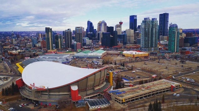 Vue aérienne du Saddledome de Calgary