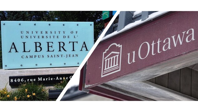 Les enseignes du Campus Saint-Jean et de l'Université d'Ottawa.