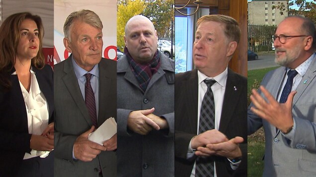 Cinq des candidats à la mairie de Laval : Sonia Baudelot d'Avenir Laval, Jean Claude Gobé d’Action Laval, Alain Lecompte de l’Alliance des conseillers autonomes, Marc Demers le maire sortant et Michel Trottier du Parti Laval Cinq des candidats à la mairie de Laval : Sonia Baudelot d'Avenir Laval, Jean Claude Gobé d’Action Laval, Alain Lecompte de l’Alliance des conseillers autonomes, Marc Demers le maire sortant et Michel Trottier du Parti Laval