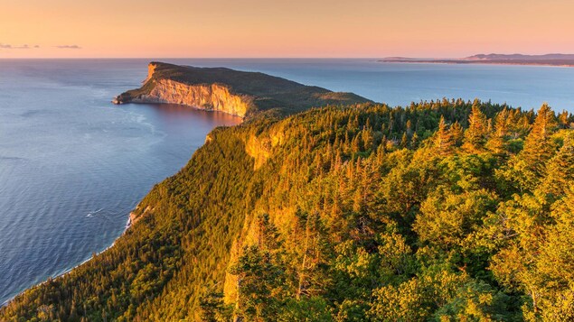 Le parc Forillon vu du Mont Saint-Alban, au lever du soleil. Le parc Forillon vu du Mont Saint-Alban, au lever du soleil.