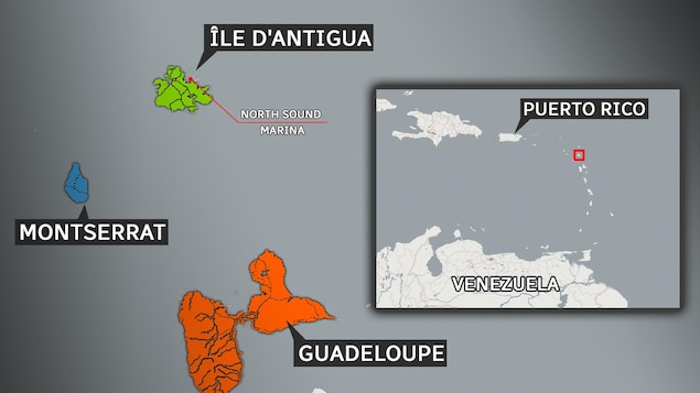 Une carte qui situe l'île d'Antigua. Une carte qui situe l'île d'Antigua.