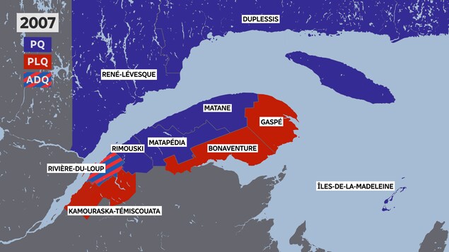 Carte des circonscriptions de l'Est lors des élections de 2007.