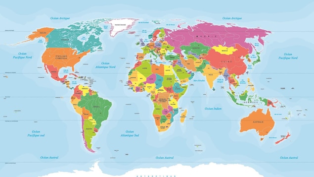 Une carte du monde.