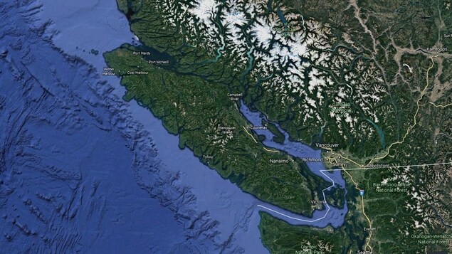 Une carte de l'Île de Vancouver.