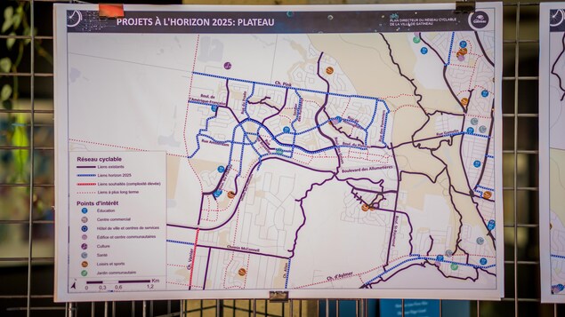 Une carte des pistes cyclables projetées dans le secteur du Plateau. Une carte des pistes cyclables projetées dans le secteur du Plateau.