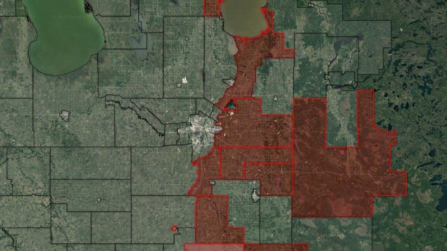 Une carte du sud-est du Manitoba. Une carte du sud-est du Manitoba.
