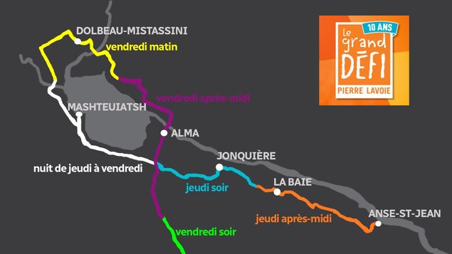 Carte indiquant le trajet des cyclistes dans la région Carte indiquant le trajet des cyclistes dans la région