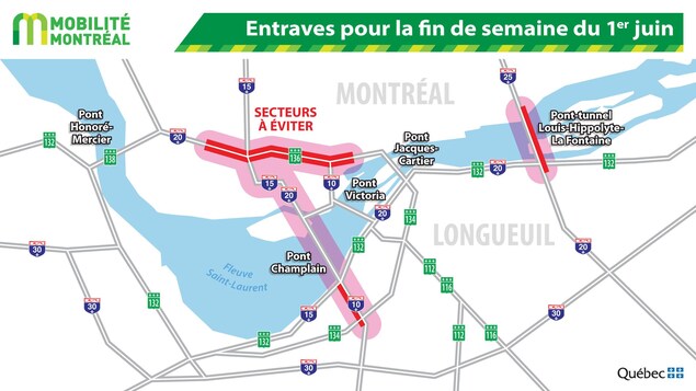 Les principaux secteurs à éviter au cours du week-end du 1er juin. Les principaux secteurs à éviter au cours du week-end du 1er juin.