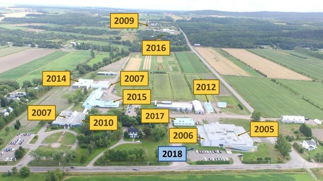 photo aérienne des installations avec les années où les bâtiments ont été construits photo aérienne des installations avec les années où les bâtiments ont été construits