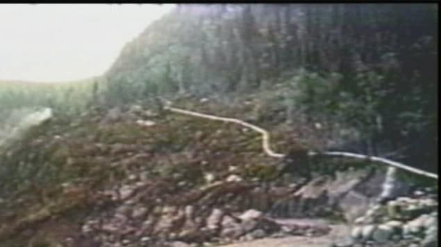 Image d'archives du mythique chemin de fer serpentant dans la forêt