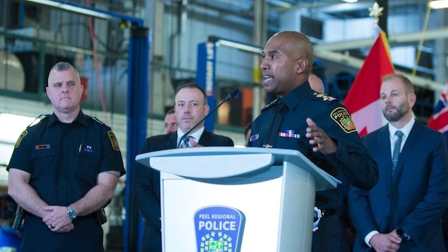 Peel police Chief Nishan Duraiappah speaks during a press conference.