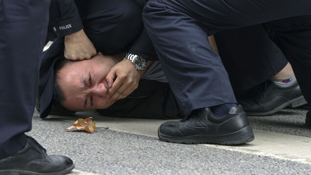 A man beaten by the police.