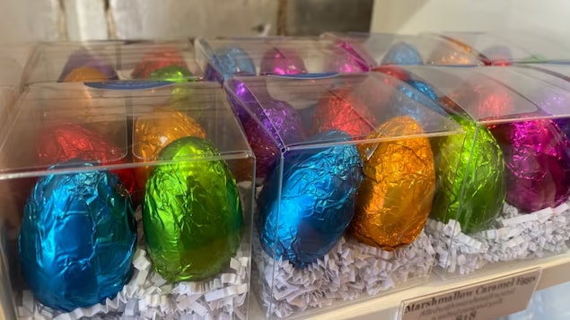 A colourful assortment of Easter eggs are displayed at The Chocolateria in Toronto's Roncesvalles neighbourhood on Monday. Cocoa prices have tripled in the last 12 months due to unfavourable weather and the spread of disease among crops in West Africa, where more than 70 per cent of the global cocoa supply is produced. 