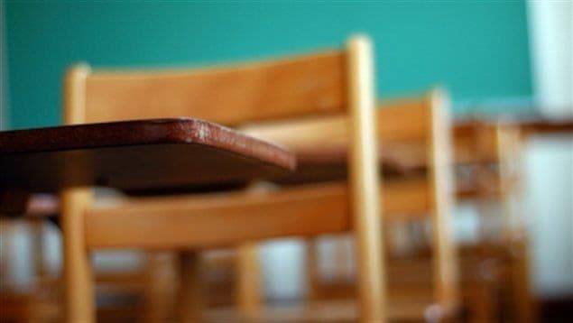 Une salle de classe vide.