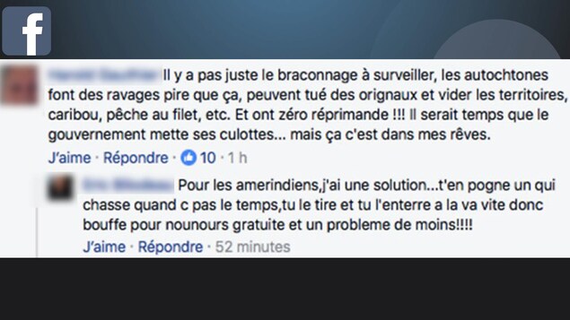 Commentaires publiés sur Facebook
