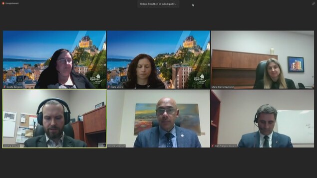 Un premier conseil d'arrondissement tenu en visioconférence à Québec, en décembre 2020.