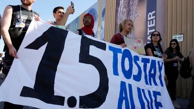 Demonstrators rally in support of the 1.5 C global warming limit at the 2022 COP27 climate summit in Egypt. (Peter Dejong/The Associated Press)