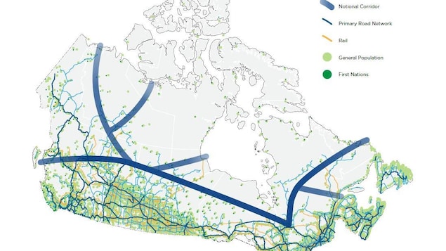 carte du canada avec des axes en couleurs. carte du canada avec des axes en couleurs.
