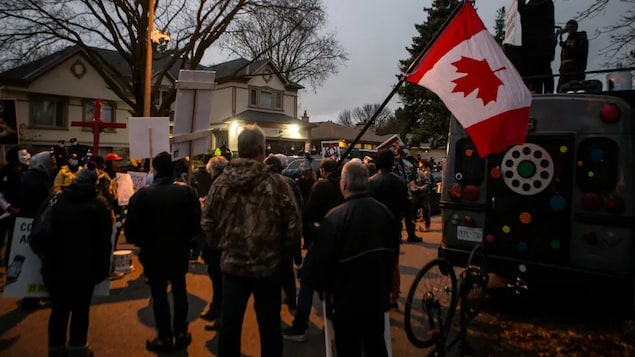 Protesters have gathered outside of Ontario Premier Doug Ford's house throughout the pandemic. In the image above, protesters in the fall of 2020 gathered outside Ford's house in Toronto to protest lockdown measures. 