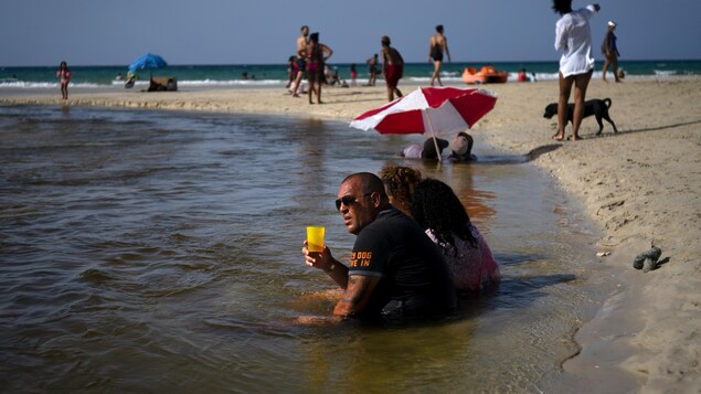 Des touristes profitent de la plage et de l'eau.
