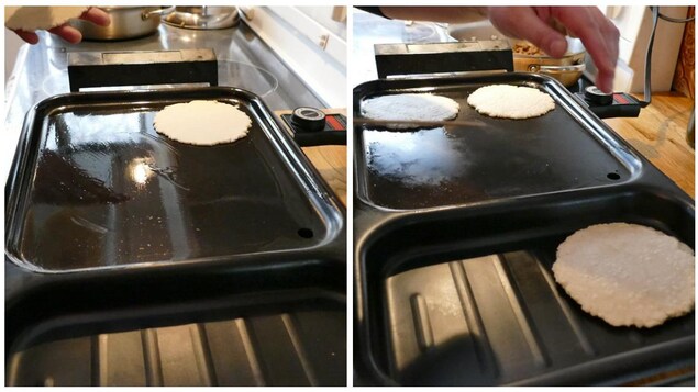La cuisson des tacos sur la plaque chauffante. La cuisson des tacos sur la plaque chauffante.