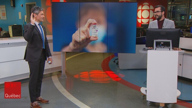 Bruno Savard et Jean-François Blanchet sur le plateau du Téléjournal Québec.