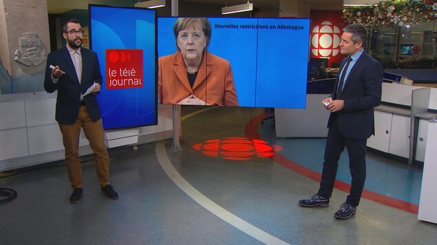 Jean-François Blanchet et Bruno Savard sur le plateau du Téléjournal Québec.