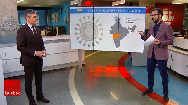 Bruno Savard et Jean-François Blanchet sur le plateau du Téléjournal Québec.