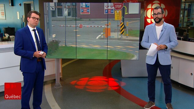 Pierre-Alexandre Bolduc et Jean-François Blanchet sur le plateau du Téléjournal Québec.