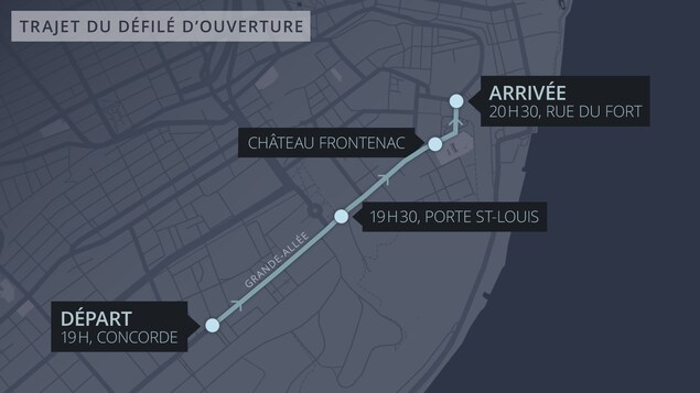 Le défilé des Fêtes de la Nouvelle-France passera par la Grande Allée et la rue Saint-Louis. Le défilé des Fêtes de la Nouvelle-France passera par la Grande Allée et la rue Saint-Louis.