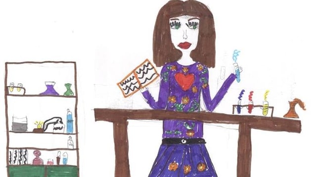 Le dessin d'une femme scientifique