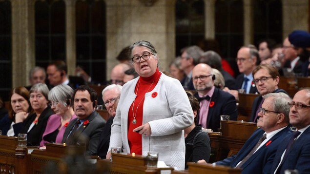 La ministre du Revenu national, Diane Lebouthillier, se lève pour intervenir en Chambre. La ministre du Revenu national, Diane Lebouthillier, se lève pour intervenir en Chambre.