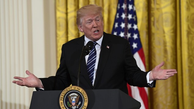 Le président américain Donald Trump prononce une allocution à la Maison-Blanche, le 18 mai 2018.