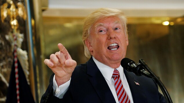 Le président Donald Trump en point de presse, mardi.