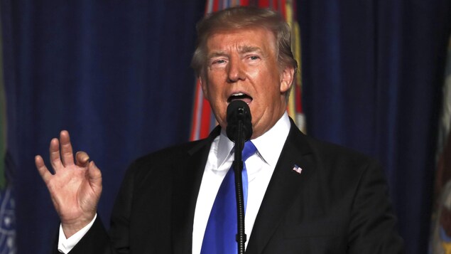 Le président des États-Unis, Donald Trump, lors de son discours à la nation sur sa stratégie en Afghanistan, le 21 août 2017, en Virginie.
