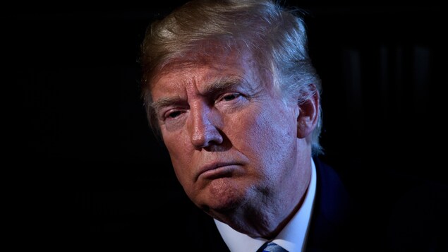 Le président Donald Trump en gros plan. Le président Donald Trump en gros plan.
