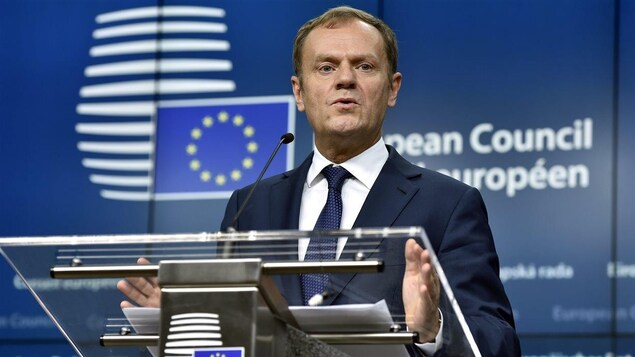 Le président du Conseil européen, Donald Tusk, lors d'un point de presse en Belgique (archives). Le président du Conseil européen, Donald Tusk, lors d'un point de presse en Belgique (archives).