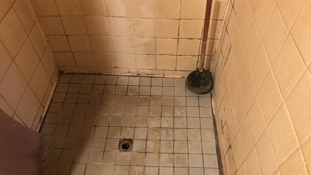 Une douche insalubre. Une douche insalubre.