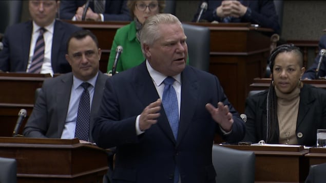 رئيس حكومة أونتاريو دوغ فورد متحدثاً أمس في الجمعية التشريعية.