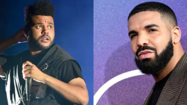 Close up nina The Weeknd at Drake.