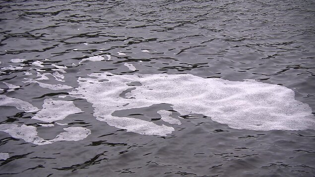 Une nappe blanche flotte sur l'eau. Une nappe blanche flotte sur l'eau.