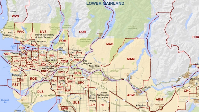 Une carte des circonscriptions du Grand Vancouver.