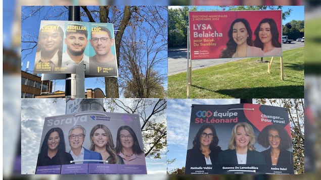 Photomaontage d'affiches électorales.