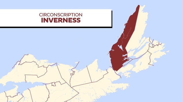 Une carte de la Nouvelle-Écosse illustrant les frontières de la circonscription Une carte de la Nouvelle-Écosse illustrant les frontières de la circonscription