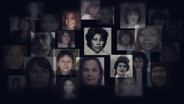 Montage de plusieurs photos de femmes et filles autochtones disparues ou assassinées